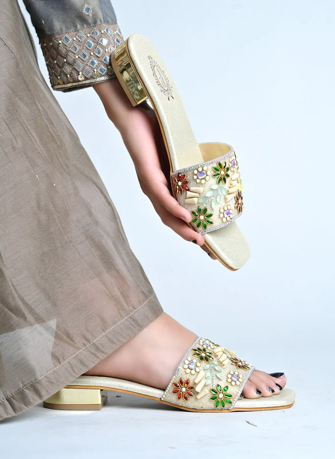 Shoetopia Shoetopia Women Embellished Party Open Toe Flats